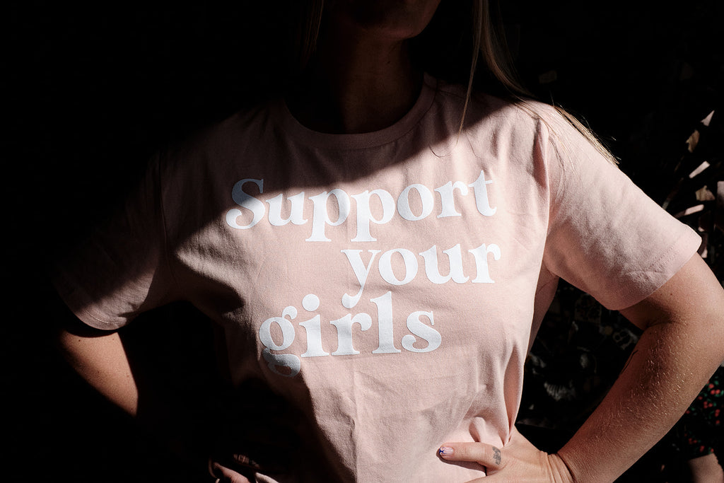 Support Your Girls Tee - Blush / White