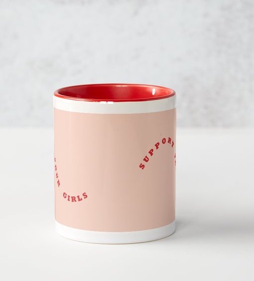 Slogan Curve Mug- Pink/Red