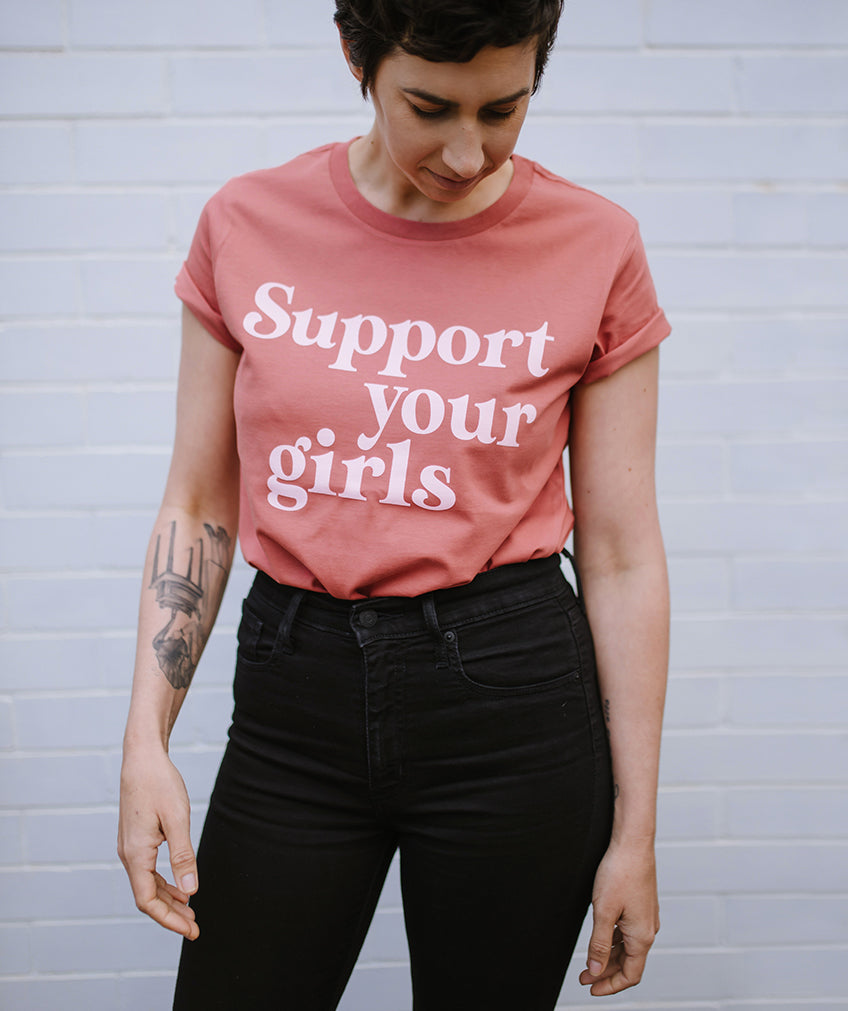 Support Your Girls Tee- Coral/Blush