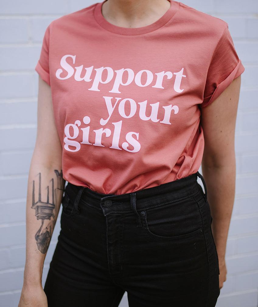 Support Your Girls Tee- Coral/Blush