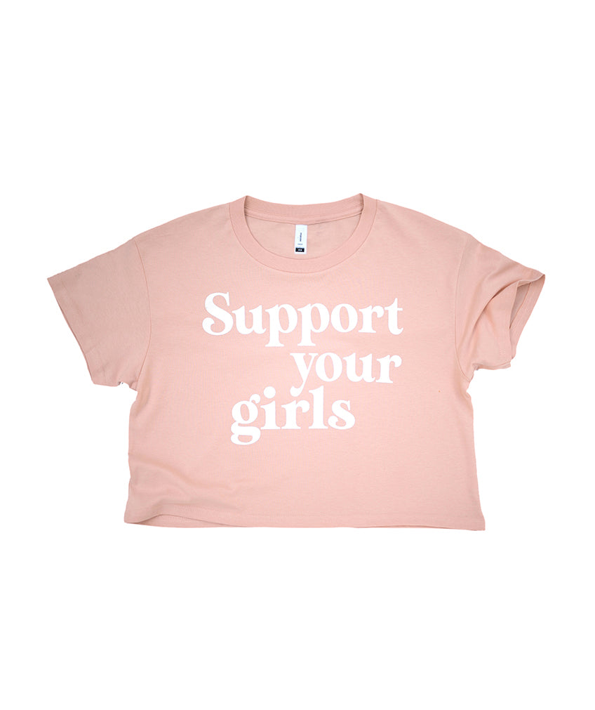 Support Your Girls Crop - Blush/White