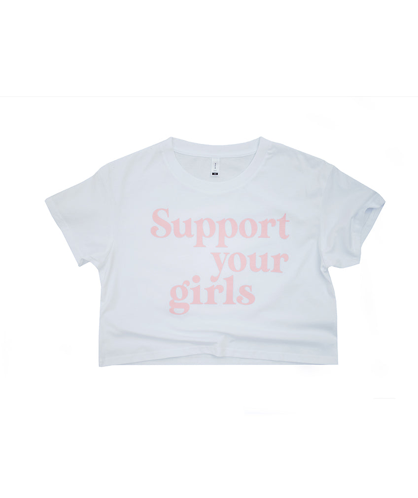 Support Your Girls Crop - White/Blush