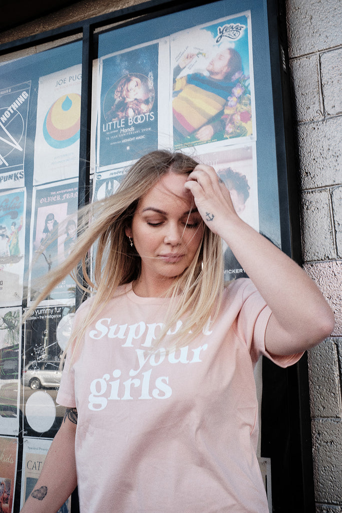 Support Your Girls Tee - Blush / White