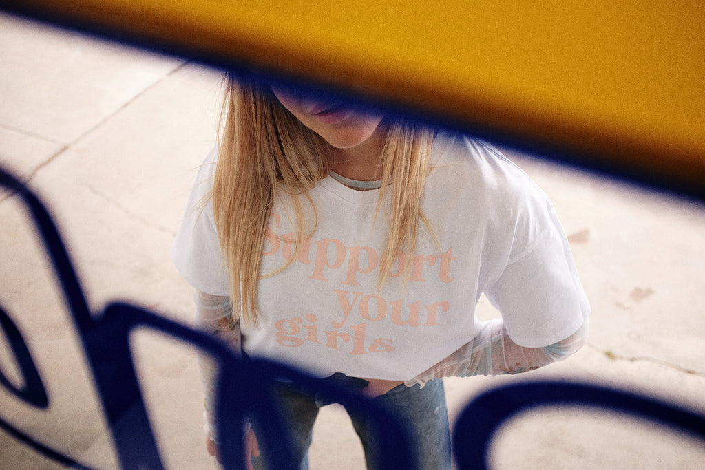 Support Your Girls Crop - White/Blush