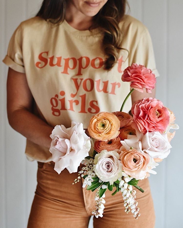 Support Your Girls Tee - Beige / Rust