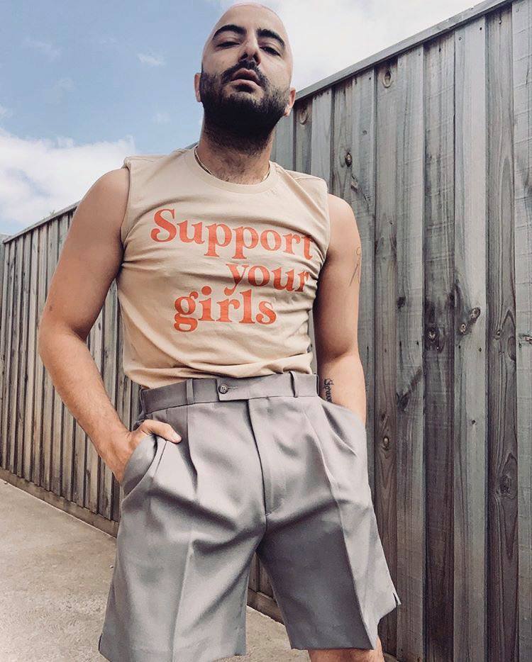 Support Your Girls Tee - Beige / Rust